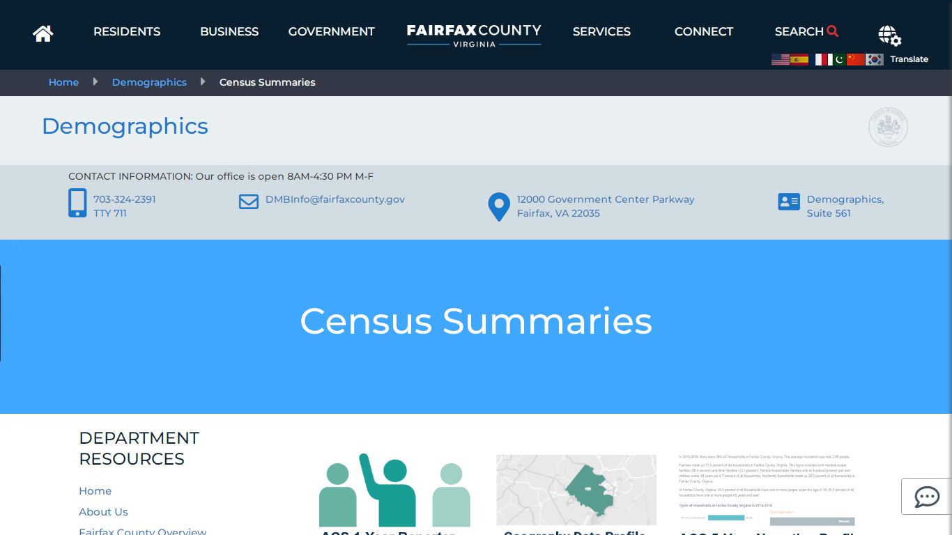 Census Summaries | Demographics - Fairfax County, Virginia
